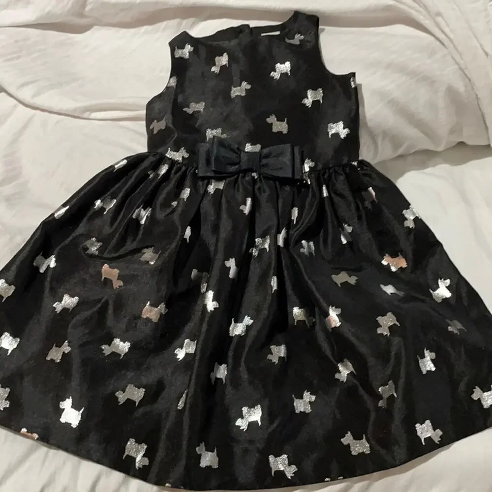 Gymboree 4 black dress with silver metallic Scottie dogs worn once and perfect